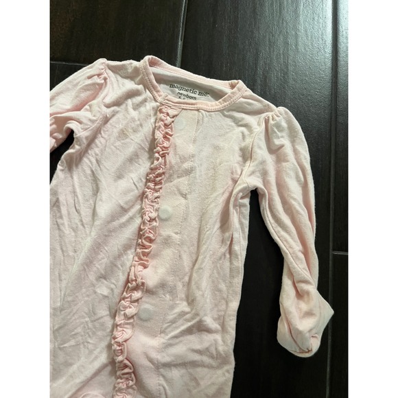 Magnetic Me Other - Magnetic Me Newborn Pink Ruffle Magnetic Footie Sleeper Modal 5-8 lbs